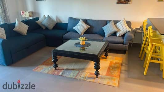 Chalet 120m with Private Garden Furnished with Kitchen & ACs For rent Lowest Price Best Location in Amwaj North Coast