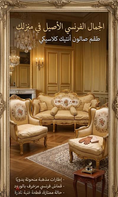 صالون كلاسيك علي طراز  فرنساوي من النوادر