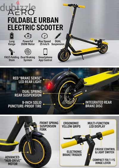 Aero EV Electric Scooter 100 KG Black and Yellow - Z1 Plus