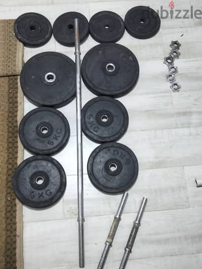 اوزان حرة و بار و دامبلز free weights and adjustable bar and dumbells