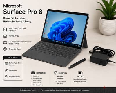 Microsoft Surface Pro 8 i5 256GB + Keyboard + Pen