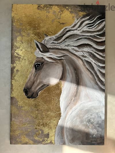 Textured acrylic and gold leaf on canvas