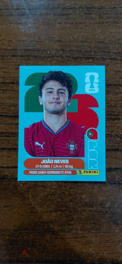 panini world cup sticker joao neves