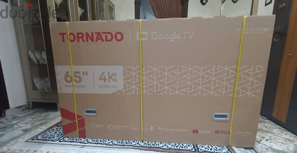 شاشة الله أكبر 65 إش تورنيدو سمارت 4k زيرو متبرشمة فريملس جوجل تى فى