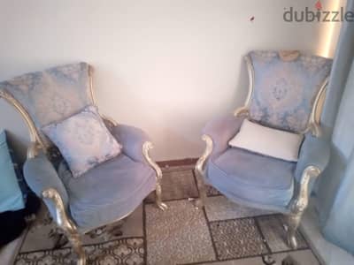 صالون دمياطي كلاسيك مذهب خشب زان أحمر أصلي لقطة (كنبتين + 2 فوتيه)