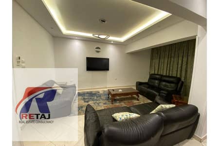 Furnished apartment for rent, 170 square meters, 3 bedrooms, 2 bathrooms, in the Sixth District near Makram Ebeid Children's Park.