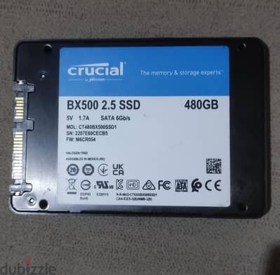 SSD Crucial BX500 480GB جديد لم يُستخدم نهائيًا - للبيع 