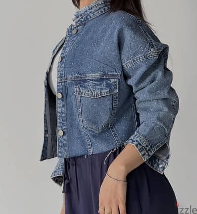 Jeans jacket with rhinestones