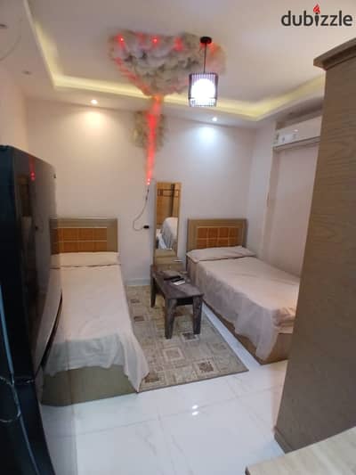  For immediate rental: a deluxe double studio | Steps from Al-Hosari Square for comfortable and ready housing in the heart of 6th of October City! October Egypt Real Estate Marketing Company announces a very special and convenient opportunity for young people (students or employees).  ​ [ Geographic Location ] ​Area: