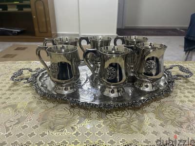 طقم  أكواب نحاس مطلى فضة