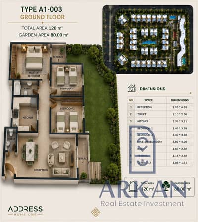 SA Apartment 120m + 80m Garden - In October Gardens, Al-Nawadi Street, in front of Police Club, starting from 360 thousand, and installments over 8 years