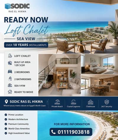 Ready Now Loft  Chalet sea view Over 10 Years Installments Sodic Ras Elhikma