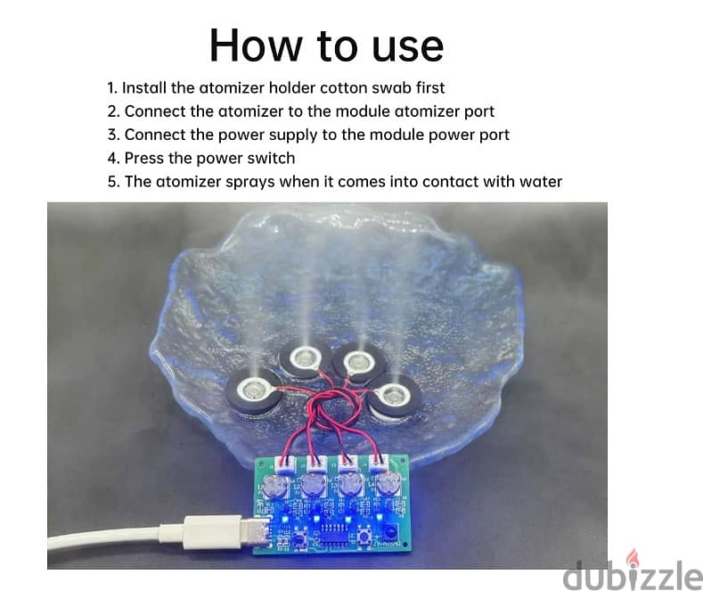 DC 5V RF Infrared Remote Control 4-Nozzle Ultrasonic Humidifier Module 6