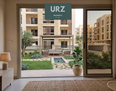 Ground apartment 3 bedrooms with 320 sqm garden for sale in Sarai Suez Road 50% discount installments up to 12 years near Madinaty
