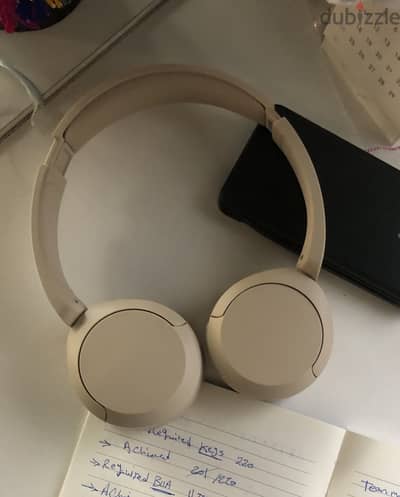 Sony WH-CH520 Wireless Bluetooth On-Ear with Mic for Phone Call, Cream