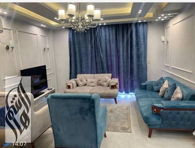 116 SQM furnished apartment in Madinaty B10, 3 bedrooms, garden view, near Open Air Mall and services.