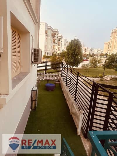 Furnished ground floor apartment with garden for rent in Al Khamael Compound – Sheikh Zayed City