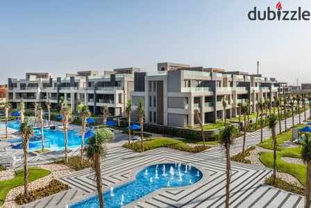 chalet with roof _ pool view  for sale, ready to move and super lux finishing in La Vista Ray Village, Ain Sokhna