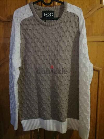 بلوفر ابيض في بني تقيل من فوج White /brown pullover from Fog