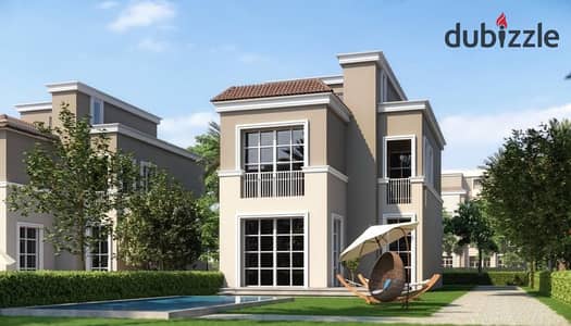 Villa with garden for sale with a distinctive landscape view after cash discount, direct on Al Amal Axis, walled in wall with Madinaty (The Butterfly)