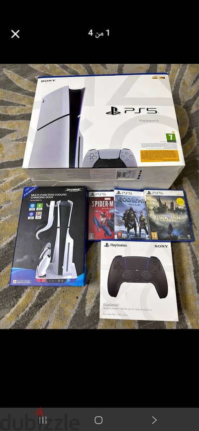للبيع جهاز ps5 slim 1t بالدراع الاصلى مستعمل يشبه الجديد والتجربة خير