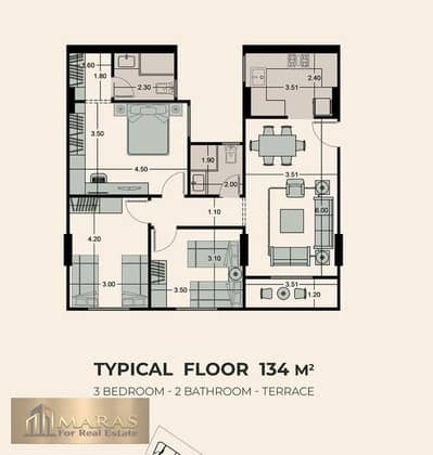 Apartment for Sale in New Degla Division Zahraa Maadi 134 sqm 3 Bedrooms Installments up to 8 Years