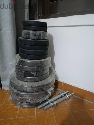 للبيع طقم أوزان أوليمبيك 150 كجم، حالة زيرو