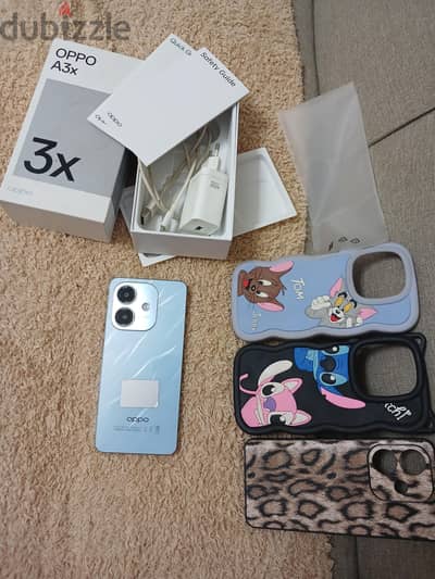 oppo A 3x كسر الزيرو بالكرتونه وجميع مشتملاته ومعاه جرابات هديه