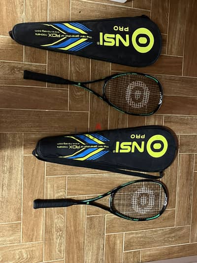 2 squash rackets