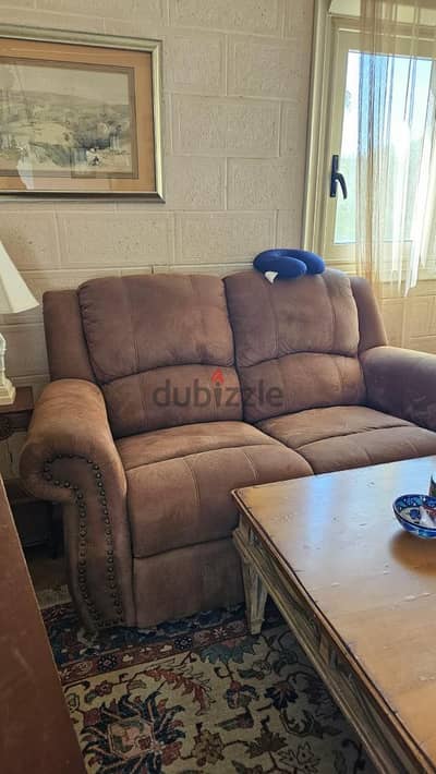 Brown rocking recliner 2 seater sofa