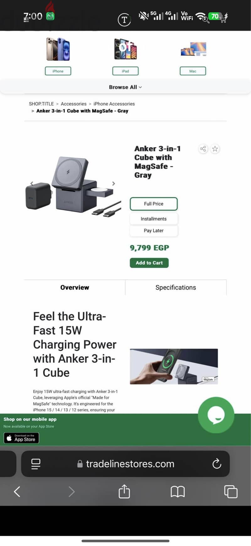 Anker 3 in 1 cube with magsafe 2