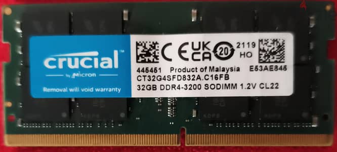 للبيع رام لابتوب Crucial 32G DDR4 أصلية: