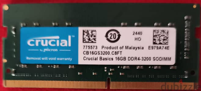 للبيع رام لابتوب Crucial DDR4 16G أصلية:
