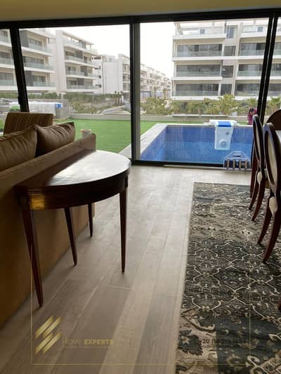 Apartment with garden for rent in lake view residence     Furnished   Private pool