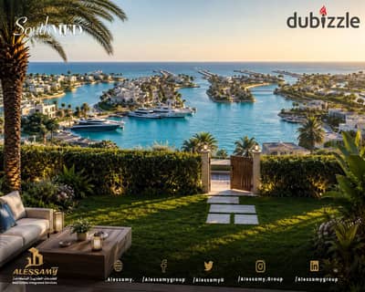 شالية١٤٢م بحديقة خاصة ٣١ م للبيع في southMED صف اول مارينا باطلالة مباشرة علي المارينا البحر حجز افتتاح vip launch اول عمارة امام المارينا ناصية مرتفع