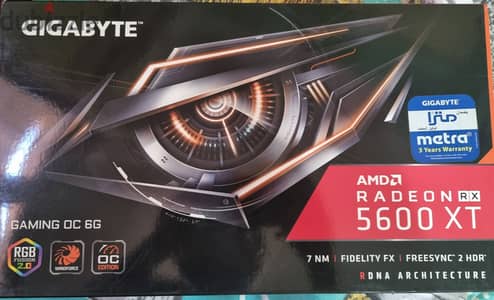 Amd rx 5600xt gigabyte gaming oc مستعمل بالكرتونة