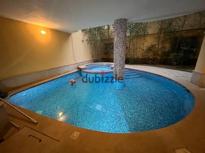Luxury Duplex for Rent in El Choueifat featuring a modern design, elegant furniture, and a private swimming pool in a prime location near 90th Street.
