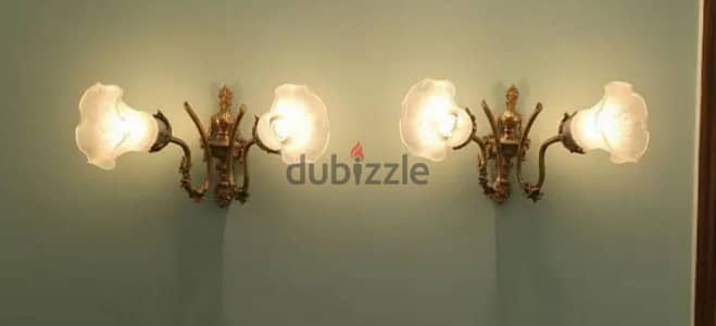 طقم  ابليك نحاس حائطي مكون من قطعتين Art Nouveau