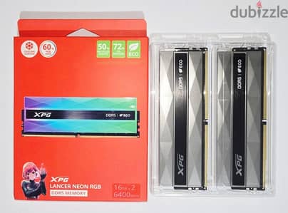 XPG LANCER NEON RGB DDR5 32GB 2X16GB 6400MHZ CL32