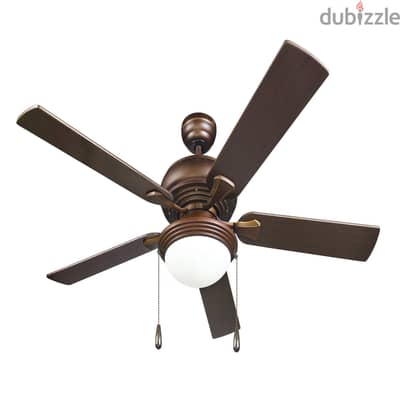مروحة سقف ديكورية 5 ريشة بإضاءة – حالة ممتازة