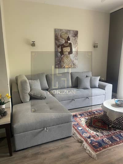 ستوديو بحديقه مفروش ايجار كمبوند ذا فيلدج بالم هيلز التجمع القاهرة الجديدة Studio rent The Village Palm Hills