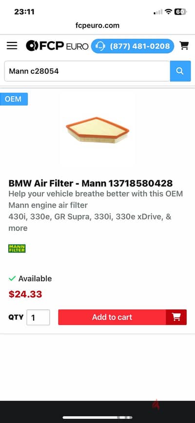 Filters for Bmw 320 G20 2020  - فلاتر ل بى ام موديل ٢٠٢٠
