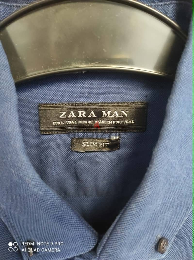 2 shirts Zara men navy blue 3