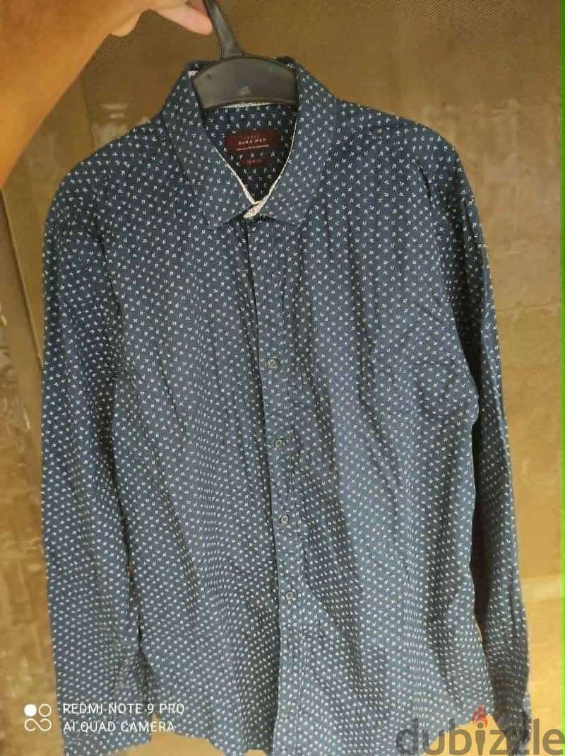 2 shirts Zara men navy blue 4