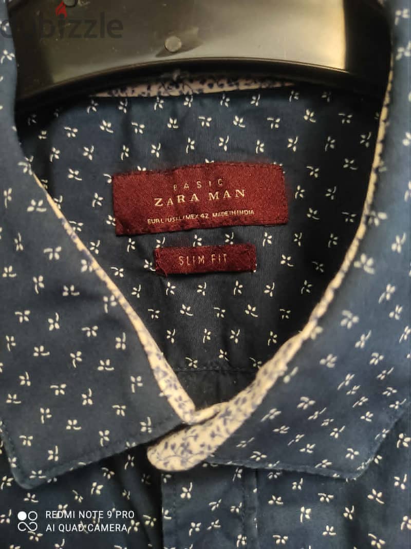 2 shirts Zara men navy blue 6