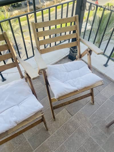 2 wood chairs outdoor