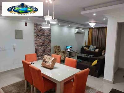 Apartment for rent furnished in the Ashgar Darna compound in Zahraa El-Maadi - two rooms including a master room - 2 bathrooms - reception with two large pieces - fully air-conditioned kitchen - ninth floor in a distinguished building with 24-hour security, surveillance cameras, and continuous periodic maintenance, intercom nearby all services and main roads