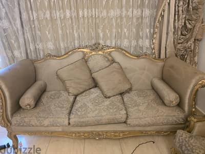 طقم صالون كامل كنبه + ٤ كرسى + طرابيزه