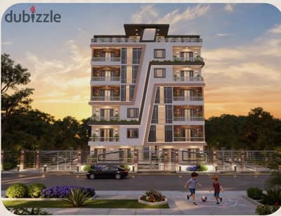 190m apartment, fifth floor in Beit Al-Watan, Phase Eight, Al-Thawra Al-Khadra neighborhood, next to Royal City and in front of Ethos International, elevator and garage, 30% down payment and 60 months installment