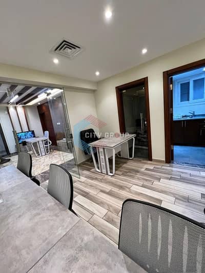 Furnished office for rent in a prime location on the Ring Road in Maadi, 300 square meters.